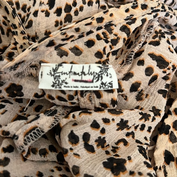 Free People Intimately Free Open Front Semi Sheer Tan Brown Top Oversized Small - Picture 5 of 6